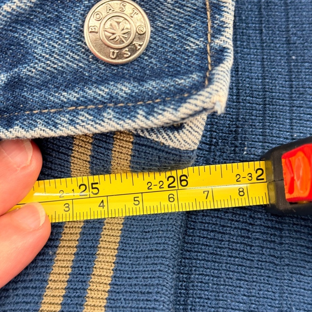 Vintage Boast USA Al Agnew Bass Fishing Denim Varsity Jacket 2XL Embroidered - Picture 7 of 10